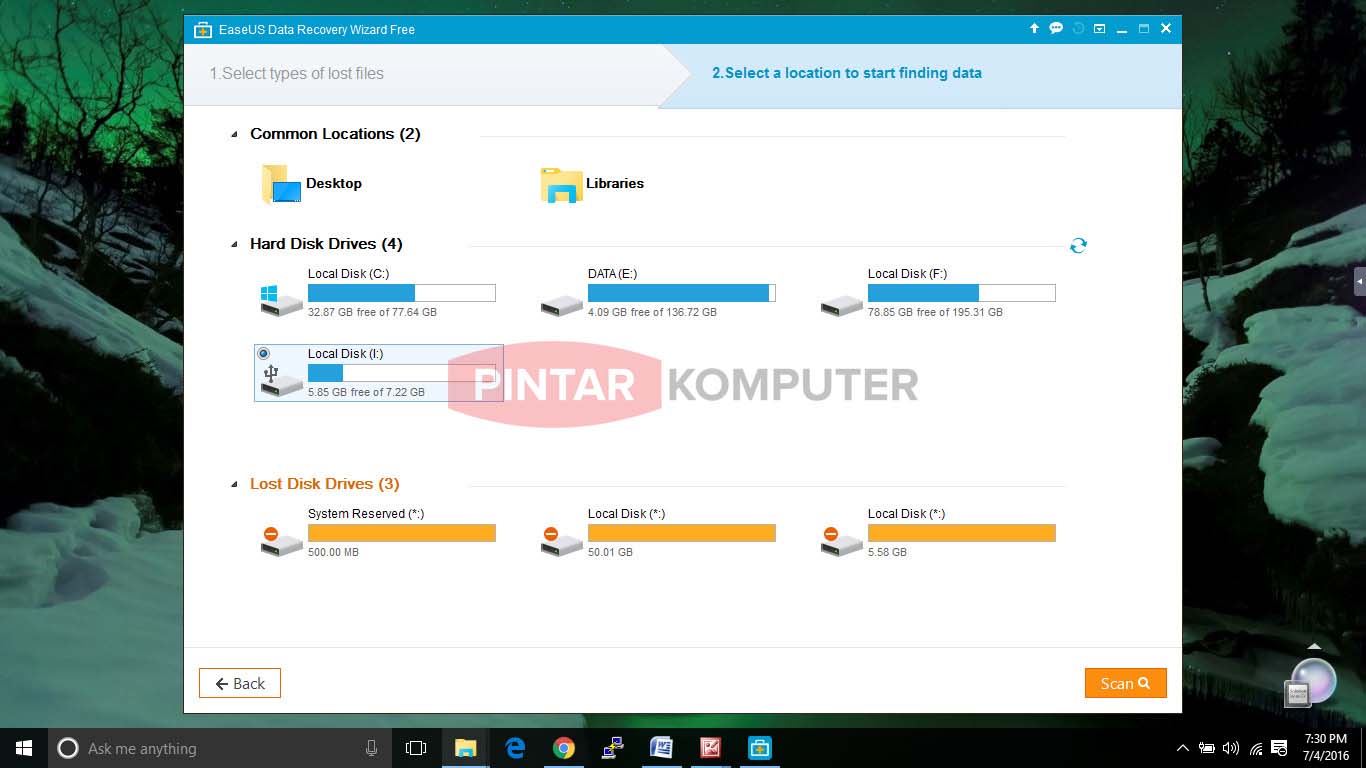 Cara me-recovery mengembalikan data menggunakan EaseUs Data Recovery Wizard 10 (2)