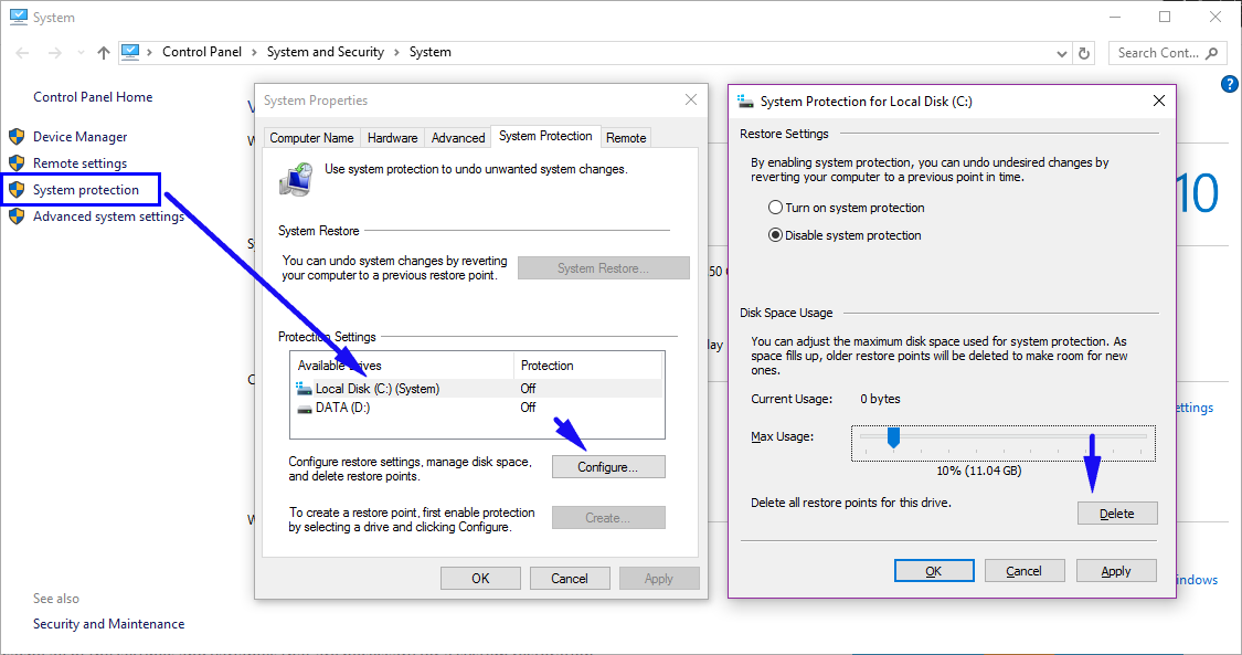 System Restore Cache