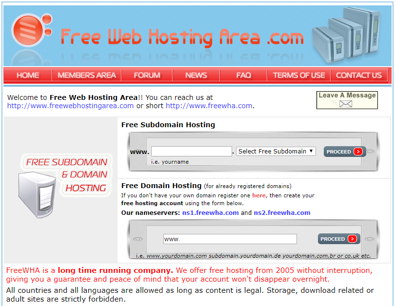 Hosting Gratis - free web hosting area